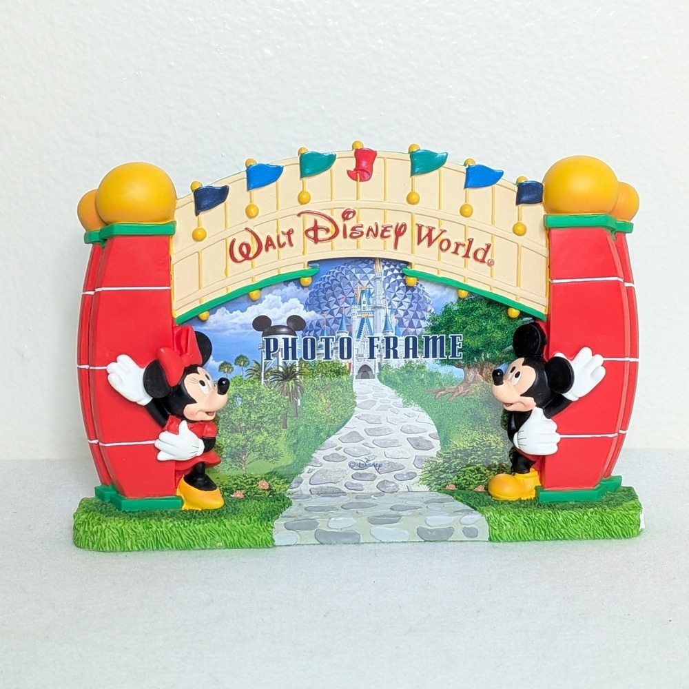 Walt Disney World Mickey Minnie Mouse Entrance Arch 4x6 Resin Photo Frame NEW